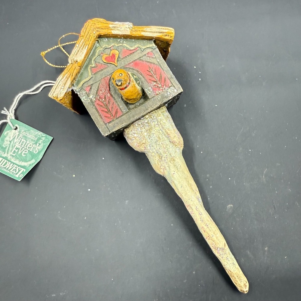 Pam Schifferl Red Birdhouse Icicle 6.5" Ornament‎ Bird Christmas Midwest Cannon
